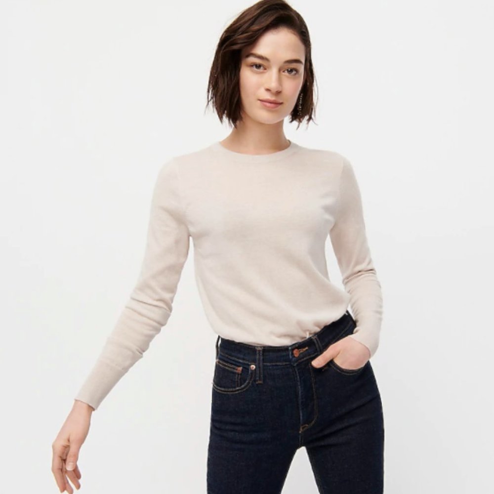 NEW J. Crew Margot Crewneck Sweater-Heather Flax